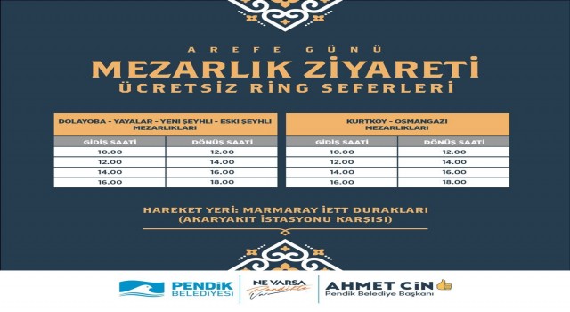 Pendikte Arefe Gününde mezarlıklara kolay ve ücretsiz ring servisi