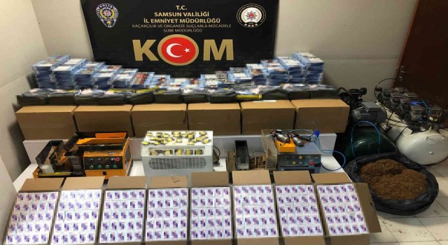 Samsunda kaçak sigara dolum atölyesine operasyon