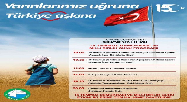 Sinopta 15 Temmuz programı açıklandı