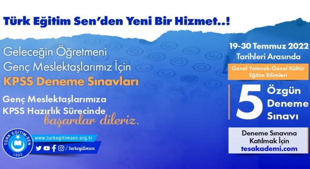 Türk Eğitim-Senden KPSSye girecek kişilere deneme sınavı