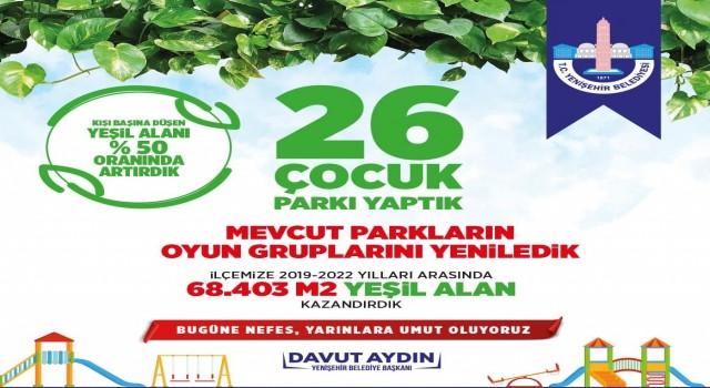 Yenişehirde kişi başına düşen yeşil alan yüzde 50 arttı