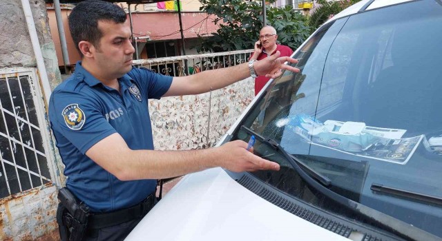 Yorgun mermi aracın camına isabet etti