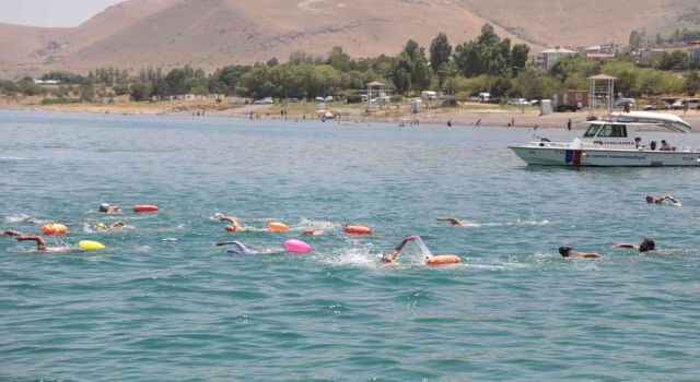 Yüzlerce sporcu Akdamar Adasına yüzdü