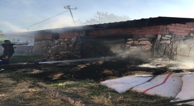 100e yakın saman balyası kül oldu