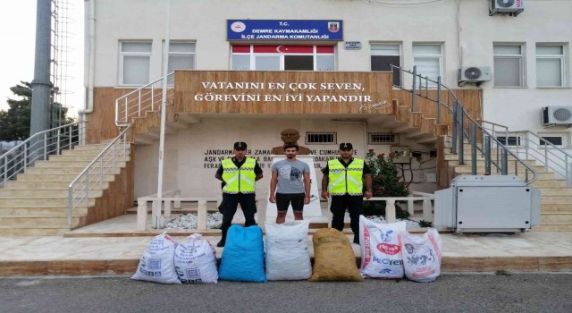 13 çuval keçiboynuzu çalan 6 kişi yakalandı