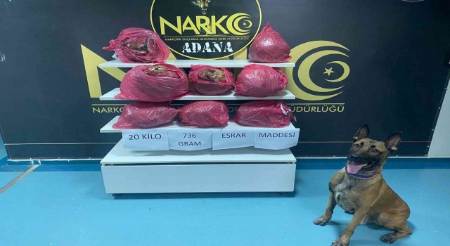 Adanada 20 kilo 736 gram esrar ele geçirildi