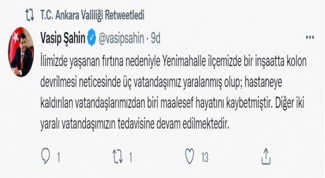Başkentte inşaatta kolon devrildi: 1 ölü, 2 yaralı
