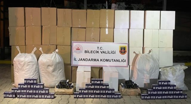 Bilecikte 94 kilo kaçak tütün ile 1 milyon 840 adet boş makaron ele geçirildi