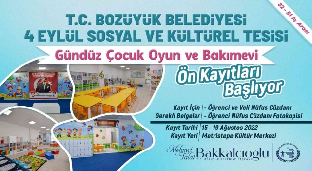 Bozüyük Belediyesi Gündüz Çocuk Oyun ve Bakımevinin ön kayıtları başlıyor