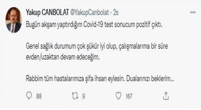 Bursa Valisi Yakup Canbolat, koronavirüse yakalandı