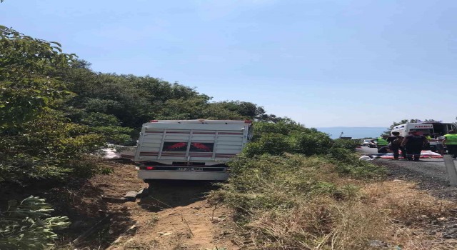 Çanakkalede kamyon şarampole uçtu: 2 yaralı
