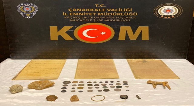 Çanakkalede tarihi eserler ele geçirildi