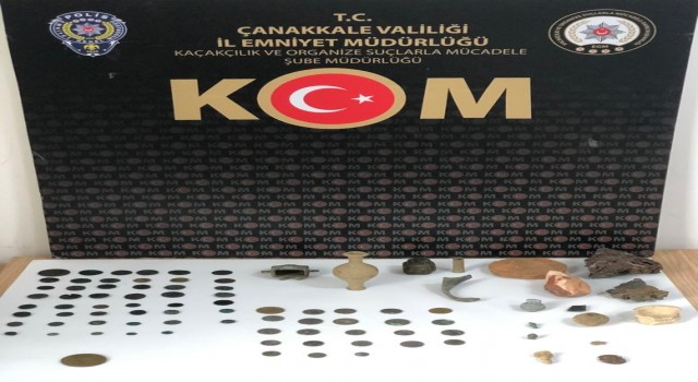 Çanakkalede tarihi sikkeler ele geçirildi
