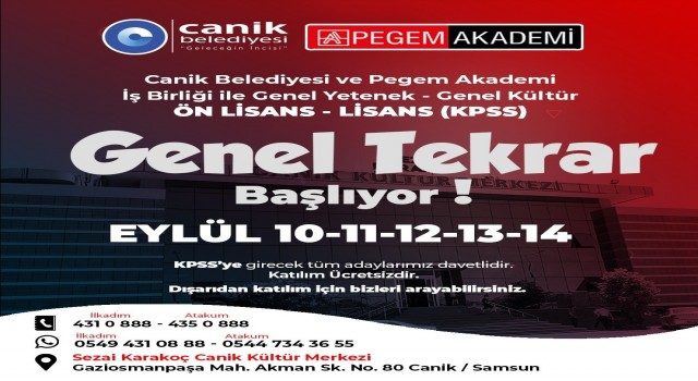 Canikten ücretsiz KPSS eğitimi