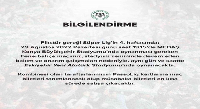 Fenerbahçe ilk kez Eskişehir Yeni Stadyumunda maça çıkacak