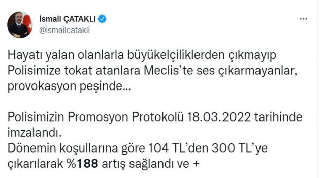 İçişleri Bakan Yardımcısı Çataklıdan polis promosyonu protokolü hakkındaki iddialarla ilgili açıklama