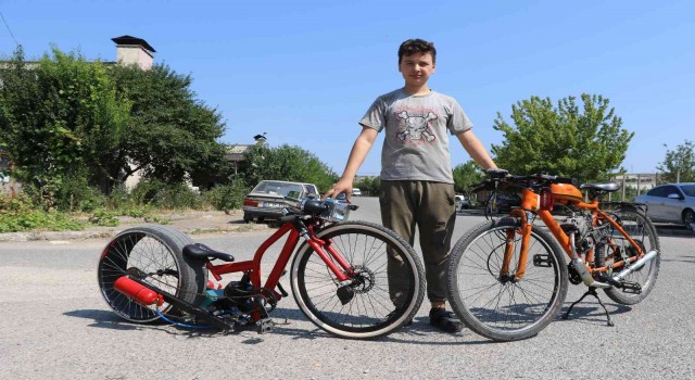 Lise öğrencisinin araba lastiği taktığı bisiklet ilgi görüyor