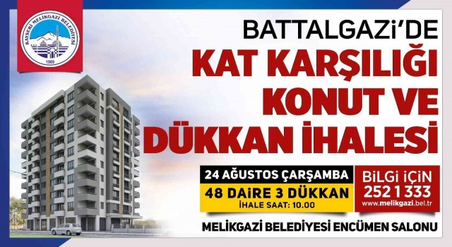 Melikgaziden Bbattalgazide kat karşılığı konut ve dükkan ihalesi