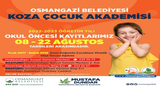 Osmangazi Koza Çocuk Akademide kayıtlar başladı