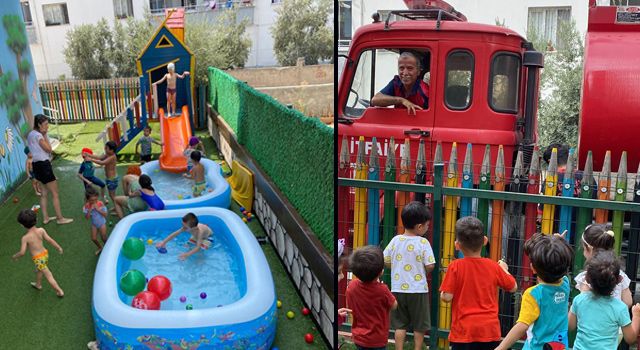 Osmaniye'de İtfaiye, minik çocuklarının isteğini yerine getirdi