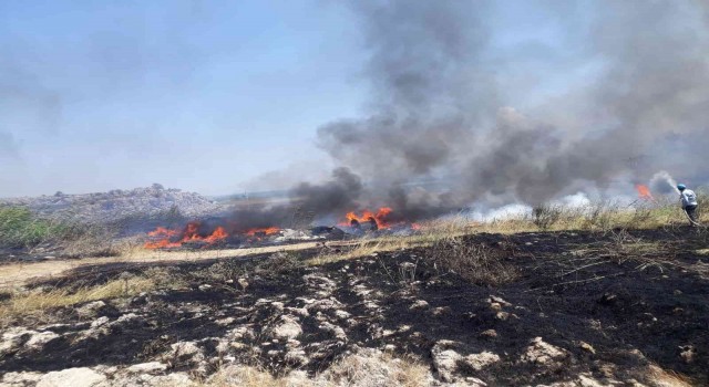 Otluk alandaki yangının tarihi kaplıcalara sıçraması son anda önlendi