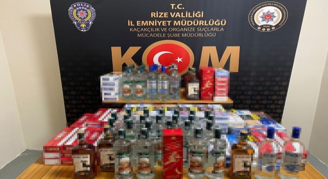 Rizede kaçak sigara ve içki operasyonu: 2 gözaltı