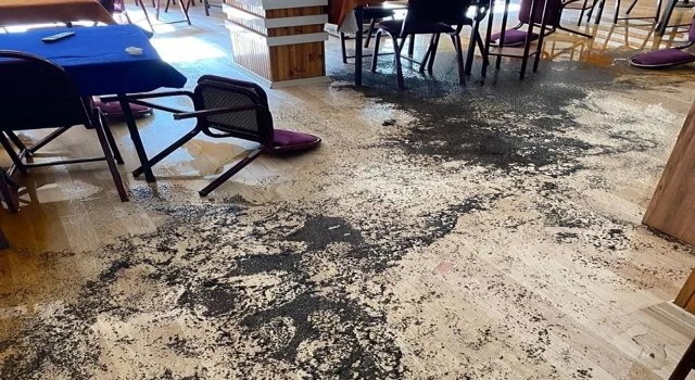 Sinopta iş yerine girip malzemelere zarar verdiler