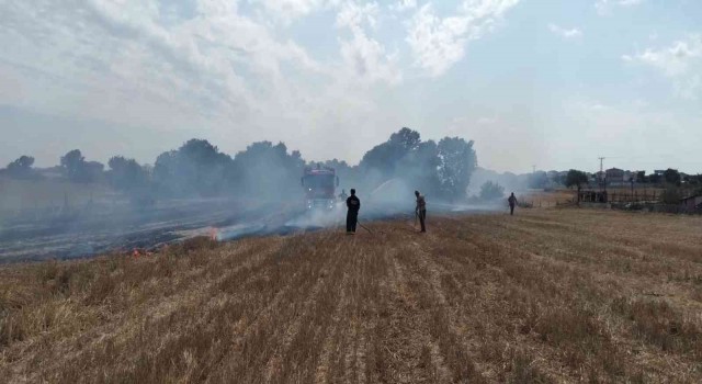 Tekirdağda boş arazide çıkan yangın güçlükle söndürüldü