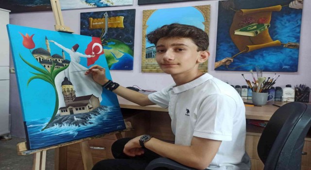 Trafik kazasının ardından resim yapmaya başladı, Türkiye birincisi oldu