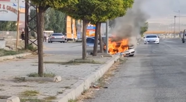 Vanda seyir halindeki otomobil alev alev yandı