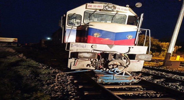 Yük treni hemzemin geçitte eşek arabasına çarptı: 1 ağır yaralı