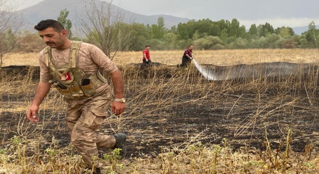 Anız yangını çevreye sirayet etmeden söndürüldü