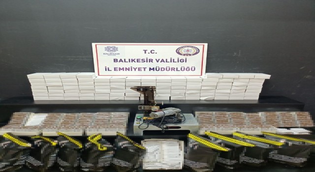 Balıkesirde 6 bin adet doldurulmuş makaron ele geçirildi