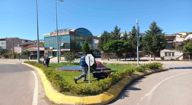 Derincenin yeşil alanlarına bakım yapılıyor