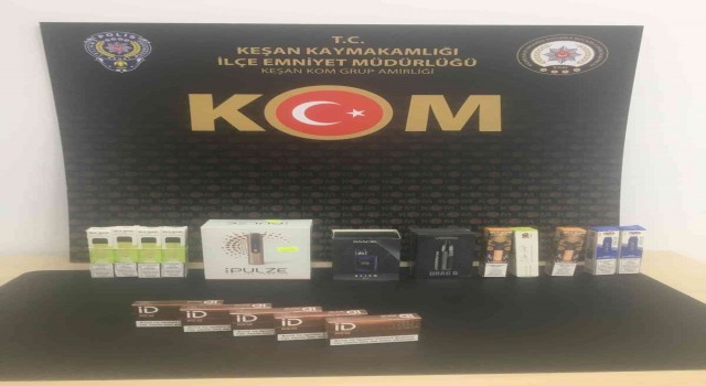 Edirnede kaçak elektronik sigara ve tütün ele geçirildi