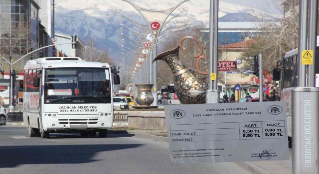 Erzincanda toplu taşıma ücretlerine zam yapıldı