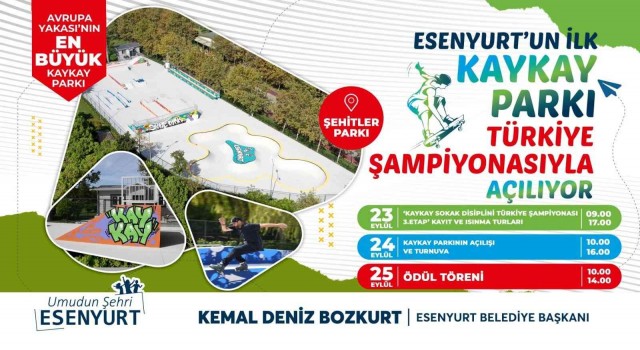 Esenyurtta Kaykay Parkı 24 Eylülde açılıyor