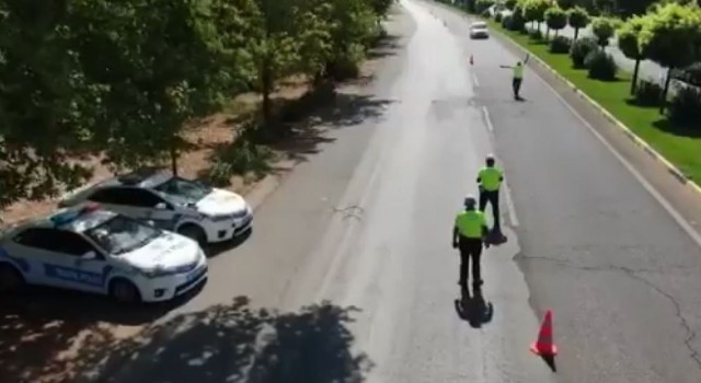 Gaziantepte araçlar dronla denetlendi