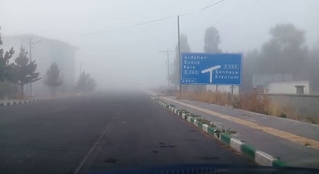 Gölede yoğun sis sürücülere zor anlar yaşattı