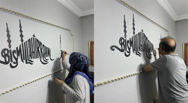 Gönüllü çift, Kuran kursunu elleriyle güzelleştirdi
