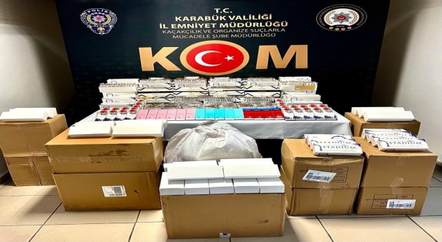 Karabükte makaron ve kaçak tütün operasyonu