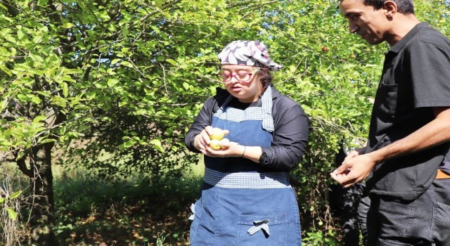 Kusursuz kafe personeli elma topladı
