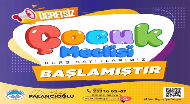 Melikgazi Çocuk Meclisinde kurs kayıtları başladı