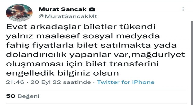Murat Sancaktan bilet açıklaması