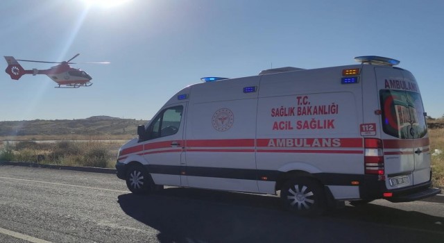 Nevşehirde helikopter ambulans karaciğer nakli için havalandı