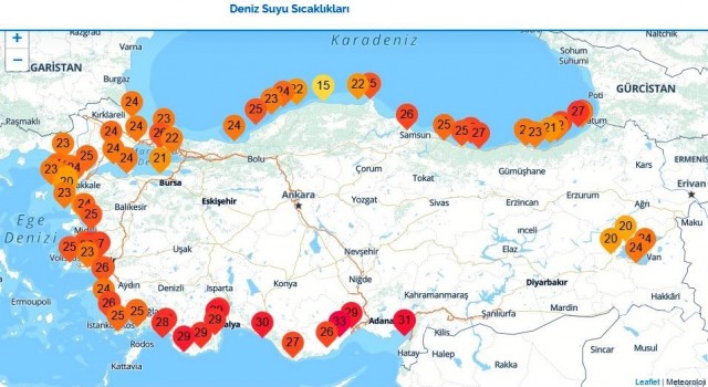 Samsunda deniz suyu sıcaklığı 26 derece