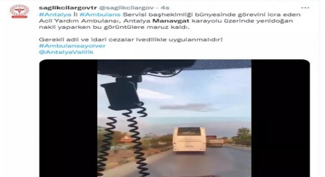 Siren çalıp uyarı yapan ambulansa ısrarla yol vermedi