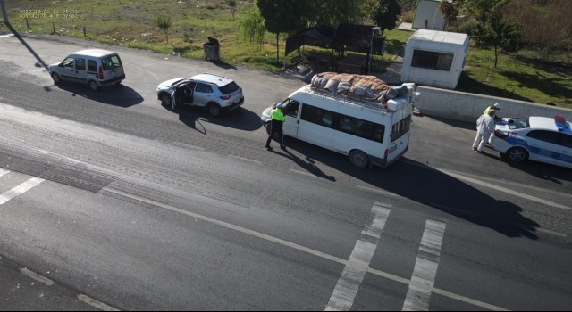 Akşehirde dron destekli trafik denetimi yapıldı