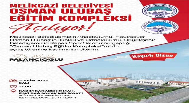Bakan Özer, Osman Ulubaş Eğitim Kompleksinin açılışına katılacak