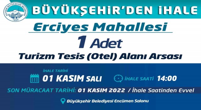 Büyükşehir Erciyeste otel arsası satacak